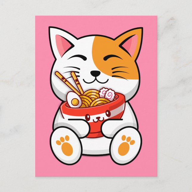 Postal de fideos de amor para gato lindo (Anverso)