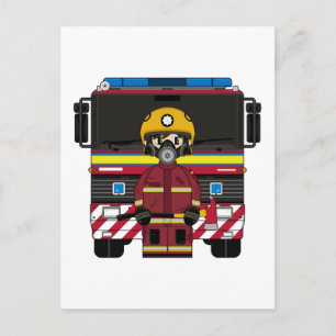 Postal de Fireman y Fire Engine