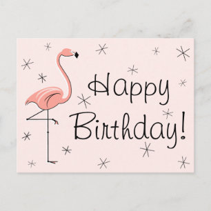 Postal de Flamingo Pink "Feliz cumpleaños"