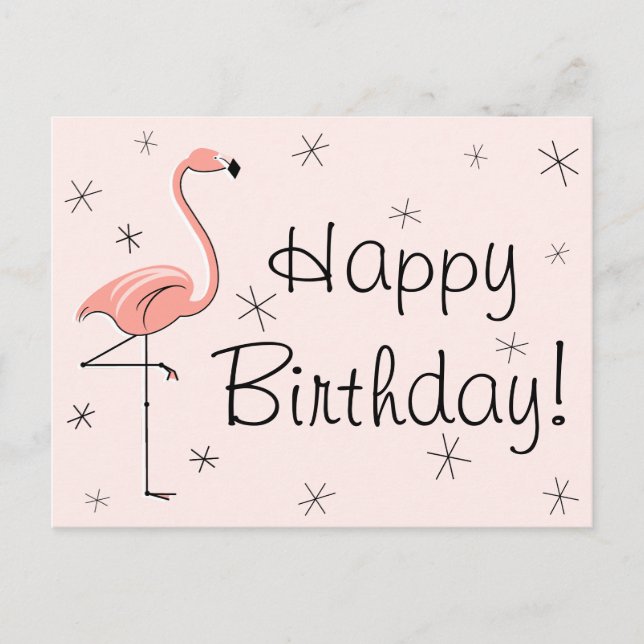 Postal de Flamingo Pink "Feliz cumpleaños" (Anverso)