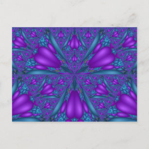 Postal de flor fractal púrpura mixta