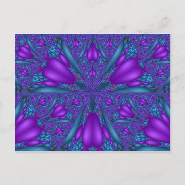Postal de flor fractal púrpura mixta (Anverso)