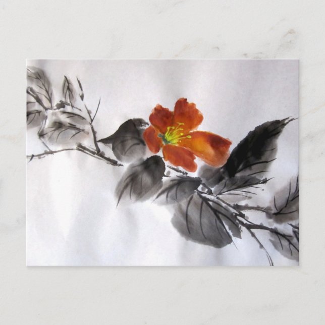 Postal de flor rojo (Anverso)