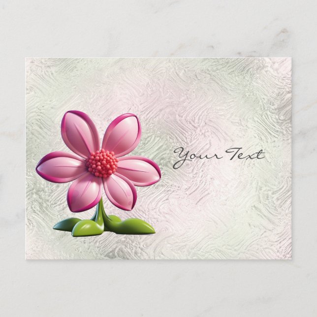 Postal de flor rosa (Anverso)