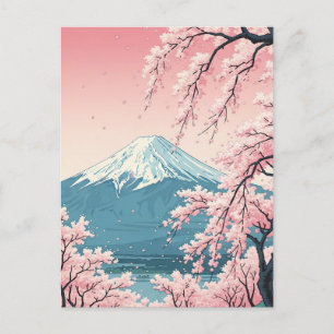 Postal de flores de cerezo en Fuji Fujisan