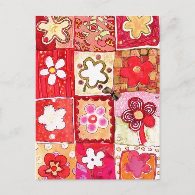 Postal de flores felices (Anverso)