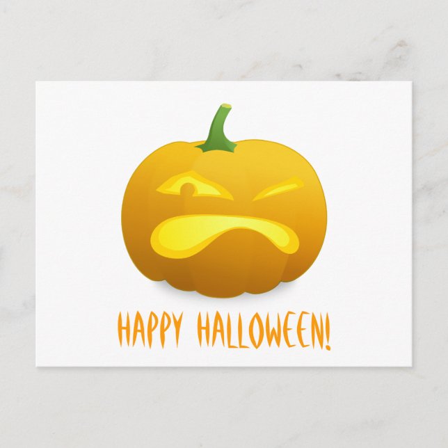 Postal de fondo blanco para calabaza enojada (Anverso)