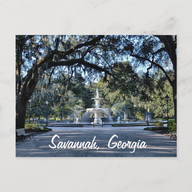 Postal de Forsyth Park Savannah Georgia (Anverso)