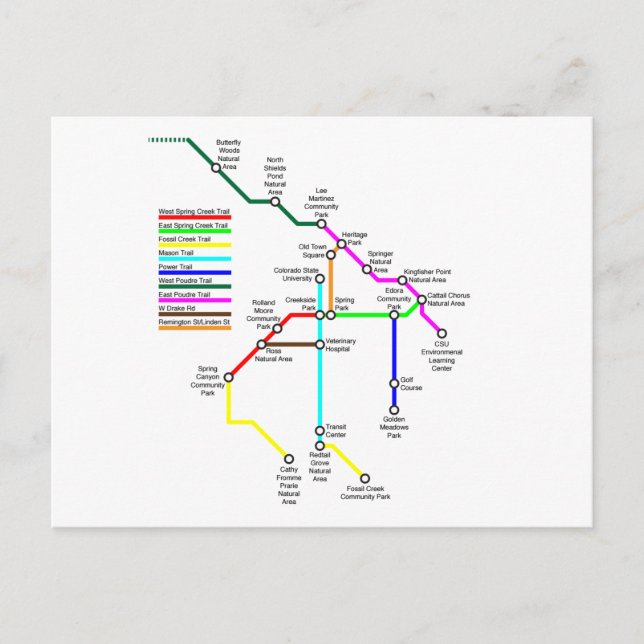 Postal de Fort Collins Bike Map (Anverso)