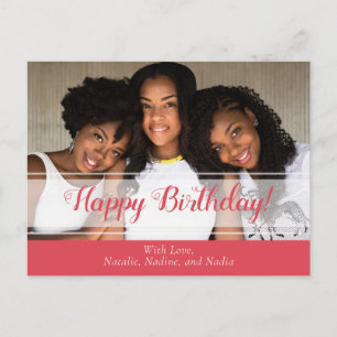 Postal de foto de cumpleaños de Cute Pink Happy