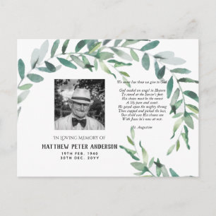 Postal de fotografía conmemorativa con hojas verde