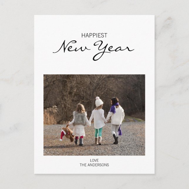 Postal de fotografía de Año Nuevo Feliz Feliz y Mo (Anverso)