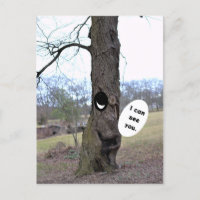 Postal de fotografía divertida en árbol