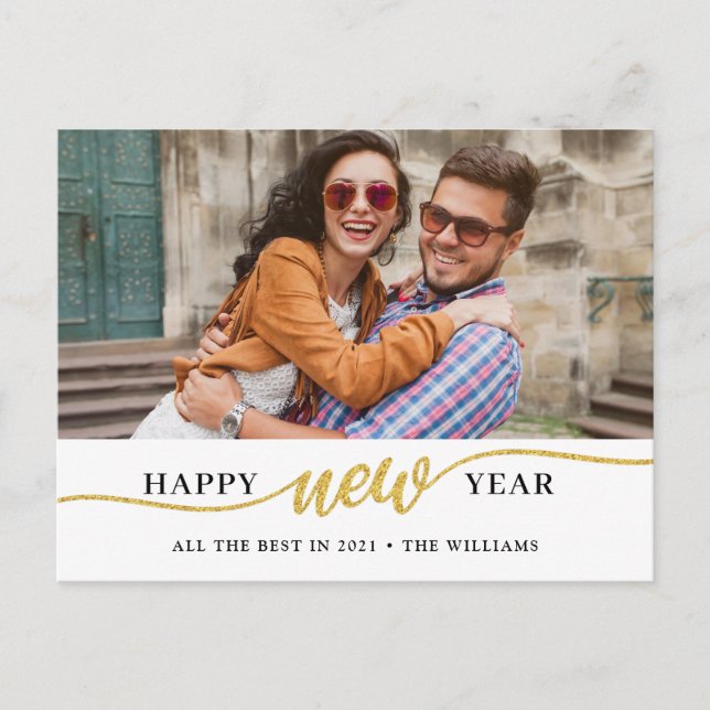 Postal de fotos de Año Nuevo Feliz (Anverso)