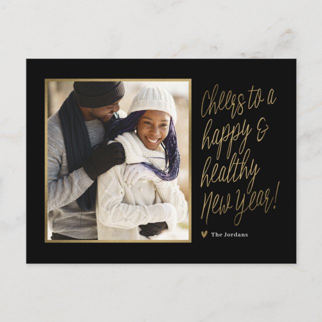 Postal de fotos de Año Nuevo feliz y saludable (Anverso)