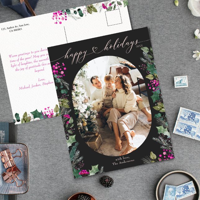 Postal de fotos de Dark Moody Happy Holidays (Subido por el creador)