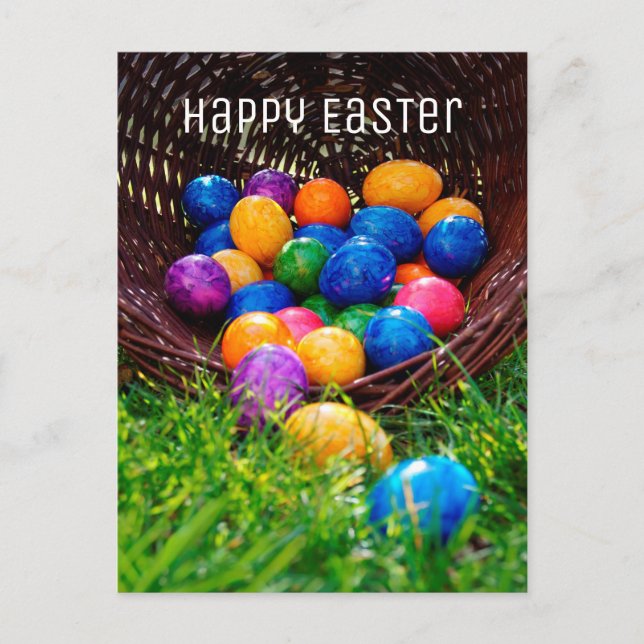Postal de fotos de huevos coloridos de Pascua feli (Anverso)