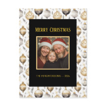 Postal de fotos de los ornamentos negros de plata 