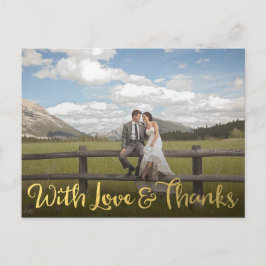 Postal de fotos de oro con amor y agradecimiento