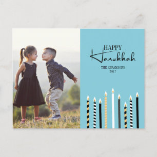 Postal de fotos de velas de Hanukkah Happy Modern