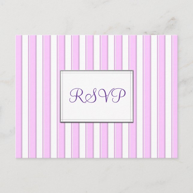 Postal de franjas rosadas de Personalizado RSVP (Anverso)