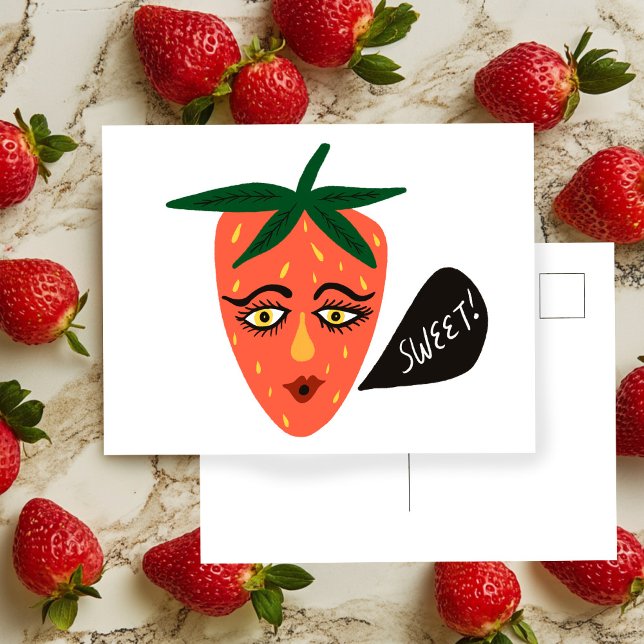 Postal de fresa dulce y suntuoso (Whimsical Sweet Strawberry Postcard
)