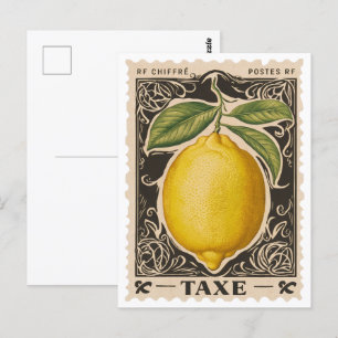 Postal de fruta botánica de limón vintage