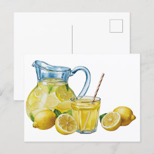 Postal de fruta botánica de limón vintage