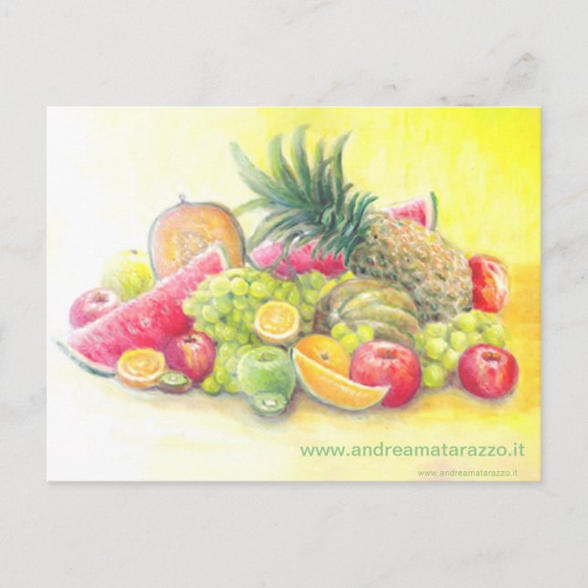 Postal de frutas felices (Anverso)
