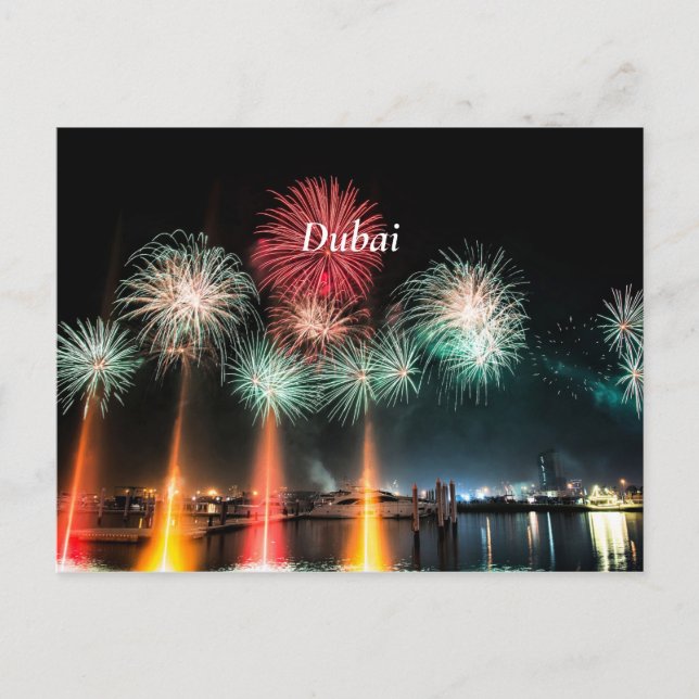 Postal de fuegos artificiales de Dubai (Anverso)