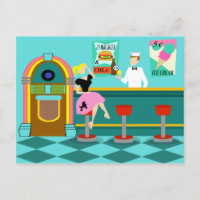 Postal de fuente retro soda