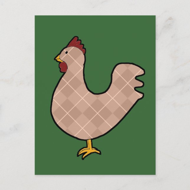 Postal de gallo de arte popular de Argyle (Anverso)