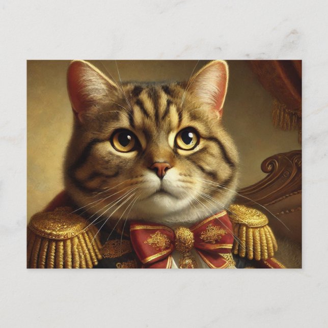Postal de gato atigrado bien vestido de Nobel (Anverso)