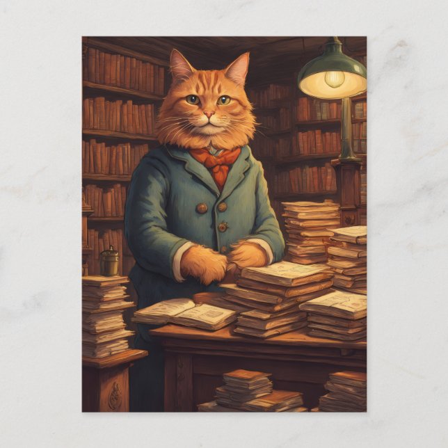 postal de gato de biblioteca #10 (Anverso)