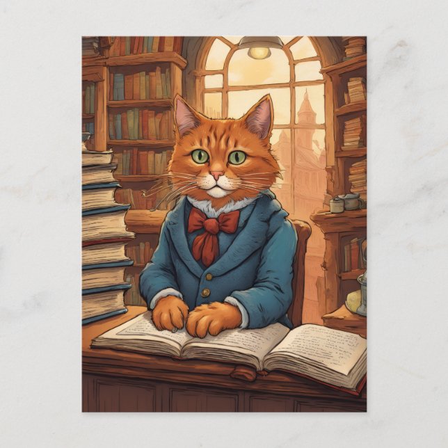 postal de gato de biblioteca #11 (Anverso)