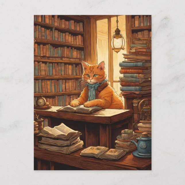 postal de gato de biblioteca #12 (Anverso)