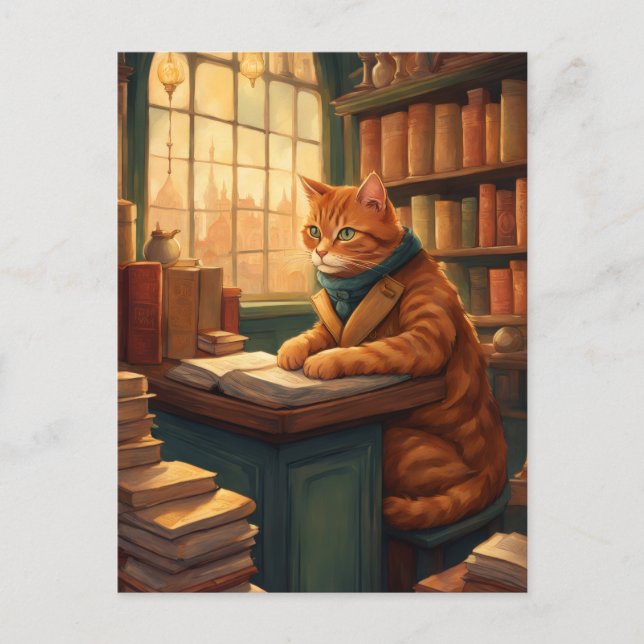 postal de gato de biblioteca #14 (Anverso)