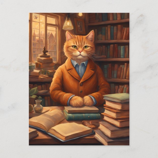 postal de gato de biblioteca #16 (Anverso)