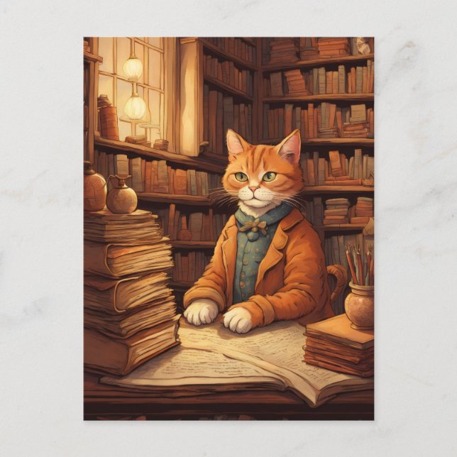 postal de gato de biblioteca #2 (Anverso)