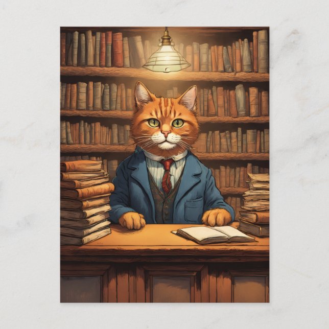 postal de gato de biblioteca #20 (Anverso)