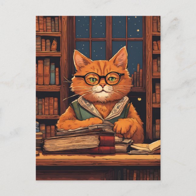 postal de gato de biblioteca #21 (Anverso)