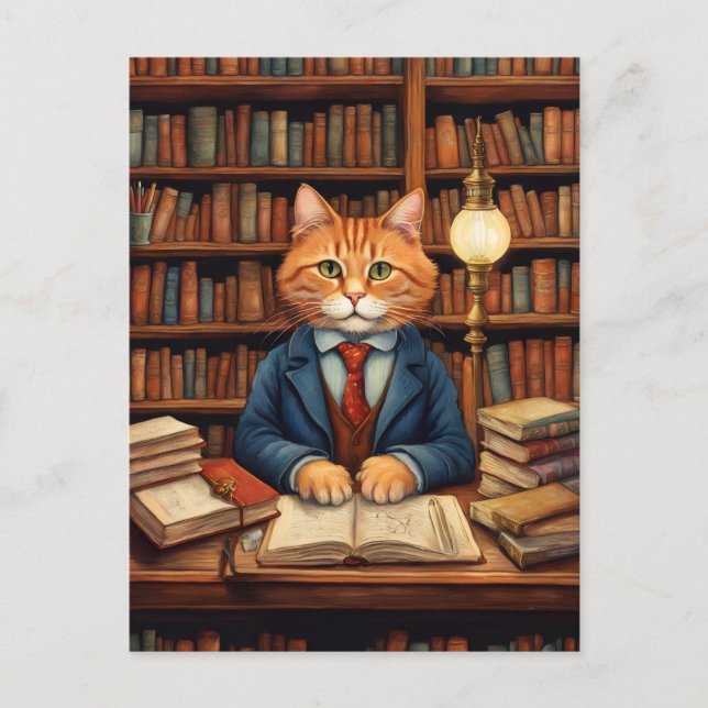 postal de gato de biblioteca #3 (Anverso)