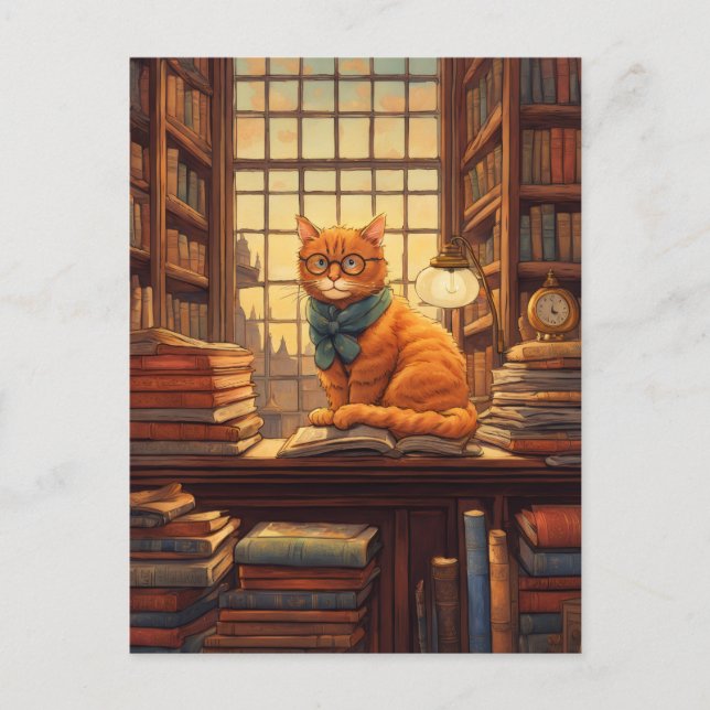 postal de gato de biblioteca #4 (Anverso)