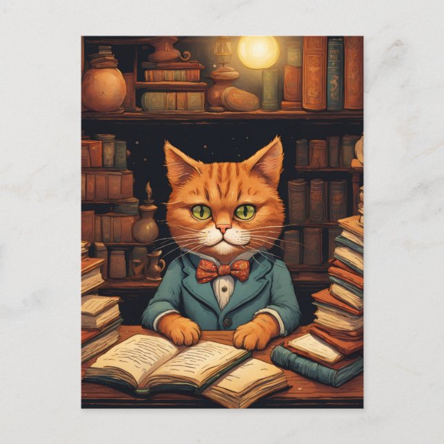 postal de gato de biblioteca #5 (Anverso)