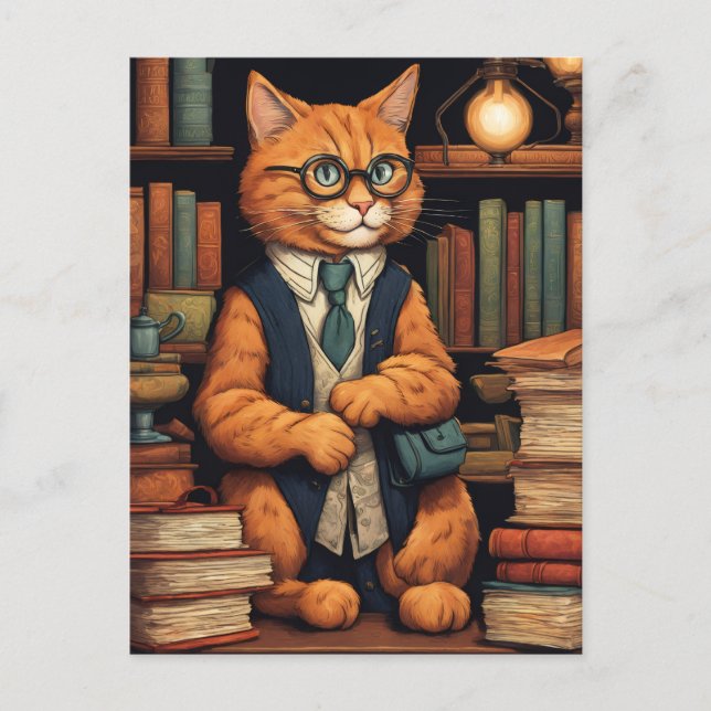postal de gato de biblioteca #6 (Anverso)