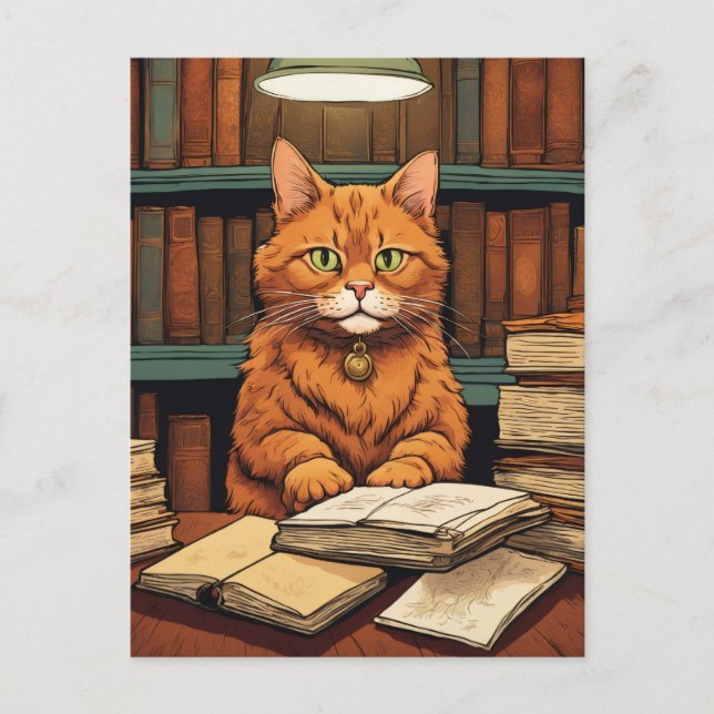 postal de gato de biblioteca #8 (Anverso)