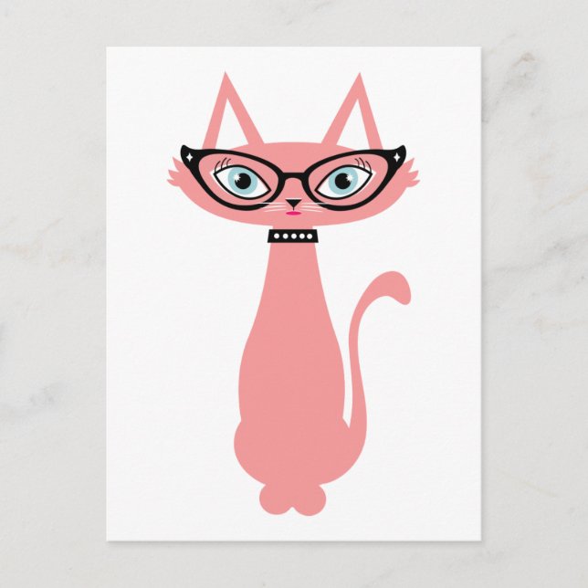 Postal de gato retro - Gato de cha cha (Anverso)