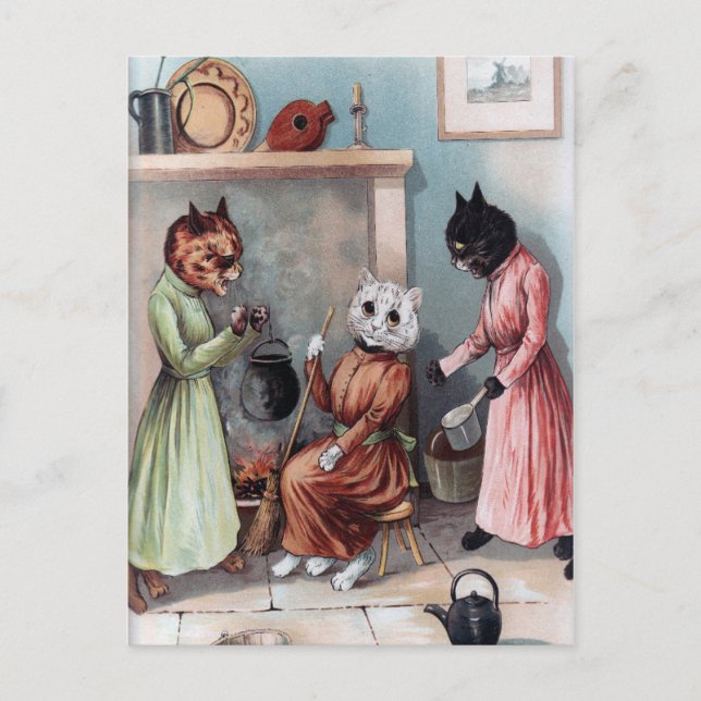 Postal de gatos de cosecha (Anverso)