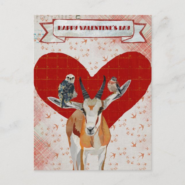 POSTAL DE GAZELLE & FEATHERS VALENTINE (Anverso)
