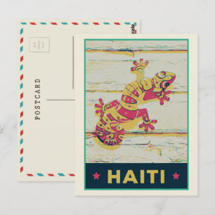 Postal de gecko colorido típico de Haití
